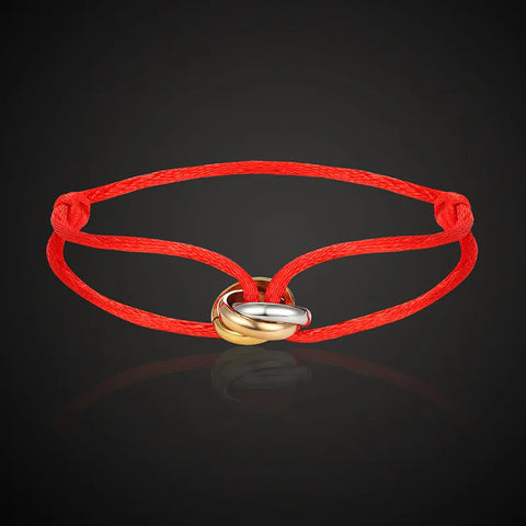 Simple three stainless steel circle combination women's bracelet different colors of rope handmade classic popular jewelry