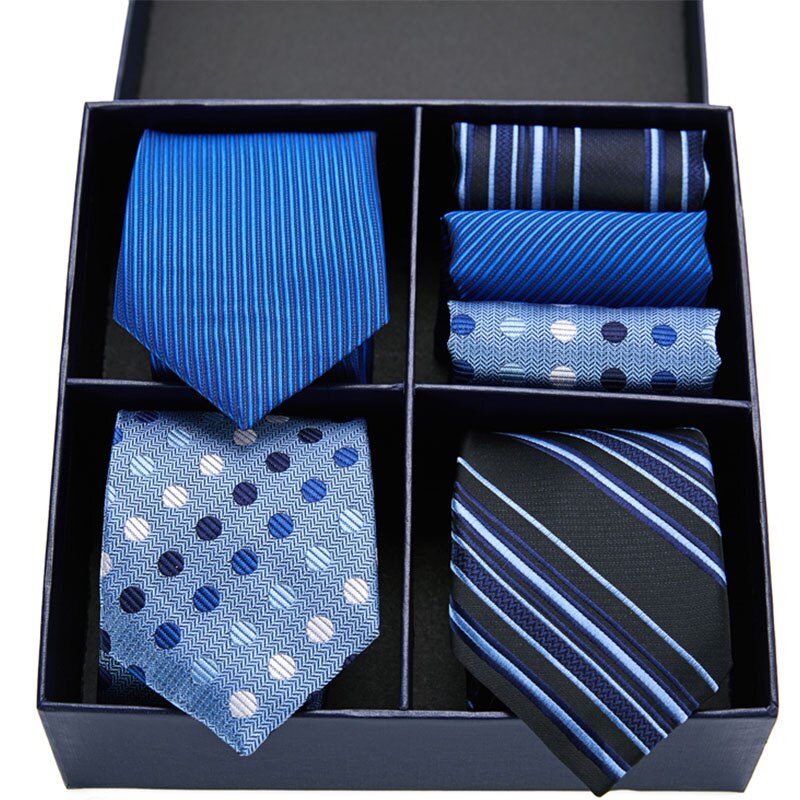 Gift box packing Silk Ties For Men Novelty Hanky  Set 3 Styles  Men's Tie Formal Red Cravat for Wedding Business Necktie