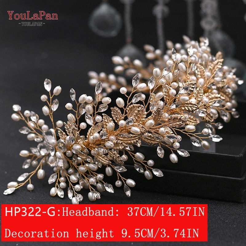 YouLaPan HP240 Luxury Bridal Crown Wedding Hair Accessories Bridal Tiara and Headdress Rhinestone Headband for Women Headpiece