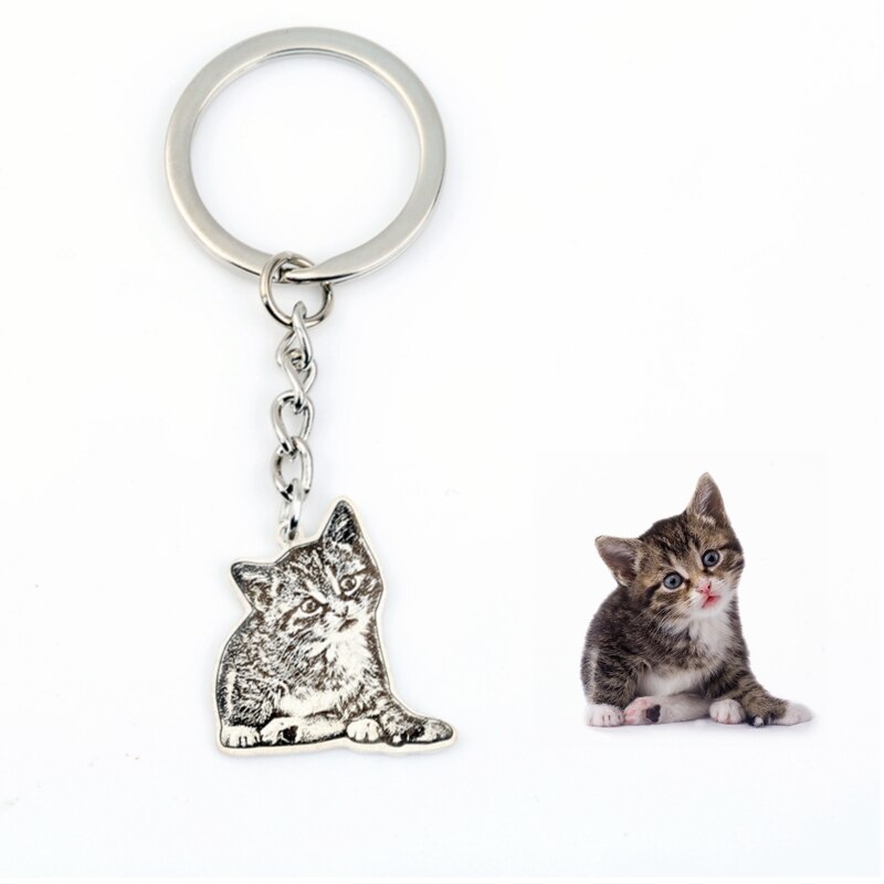 Personalized Pet Photo Name Necklace jewelry. A Unique Memorial animal Lovers. Ensure your pet's safety by helping maintain their identification. 925 Sterling Silver/Gold Custom Pet Photo name contact engraved words Pendant/keychain for Cat & Dog Lovers.