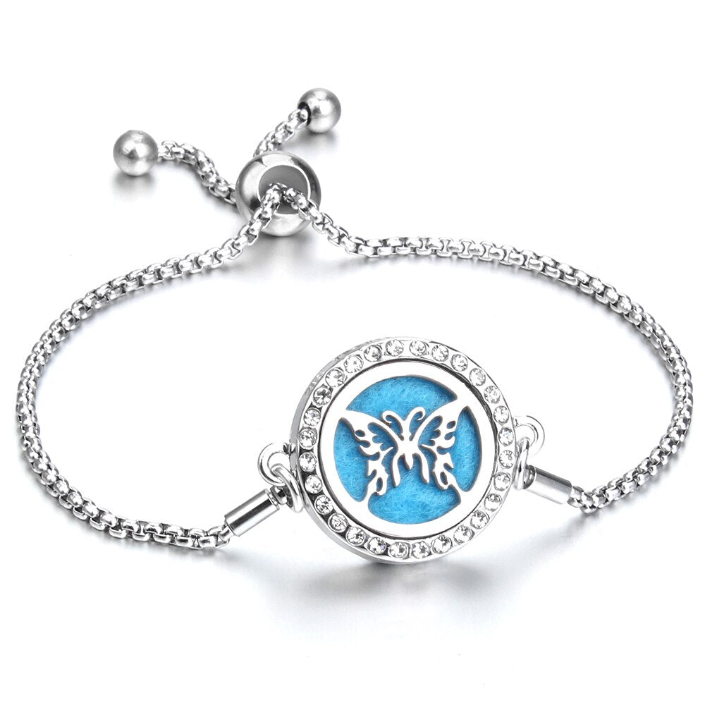 Aromatherapy Bracelet Essential Oil Diffuser Locket Tree of Life Adjustable Perfume Bracelet Crystal Magnetic Bracelet for Women