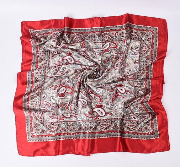 Scarf Satin Bandana Kerchief Silk Women's Luxury Brand Designer Summer Small Bag Wrap Retro Paisley Scarves Muslim Islamic