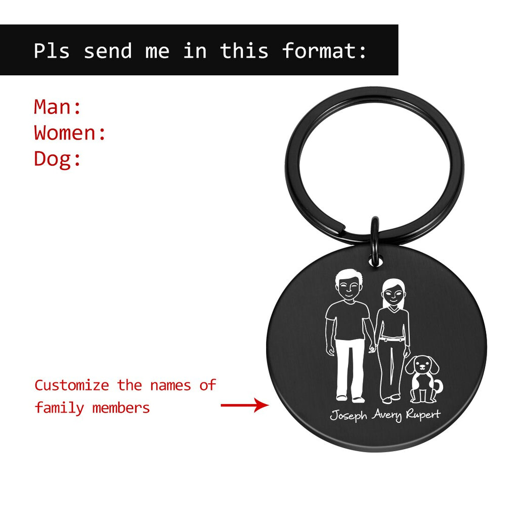 Personalized Family Keychain Engraved Family Gifts for Parents Children Present Keyring Bag Charm Families Member Gift Key Chain