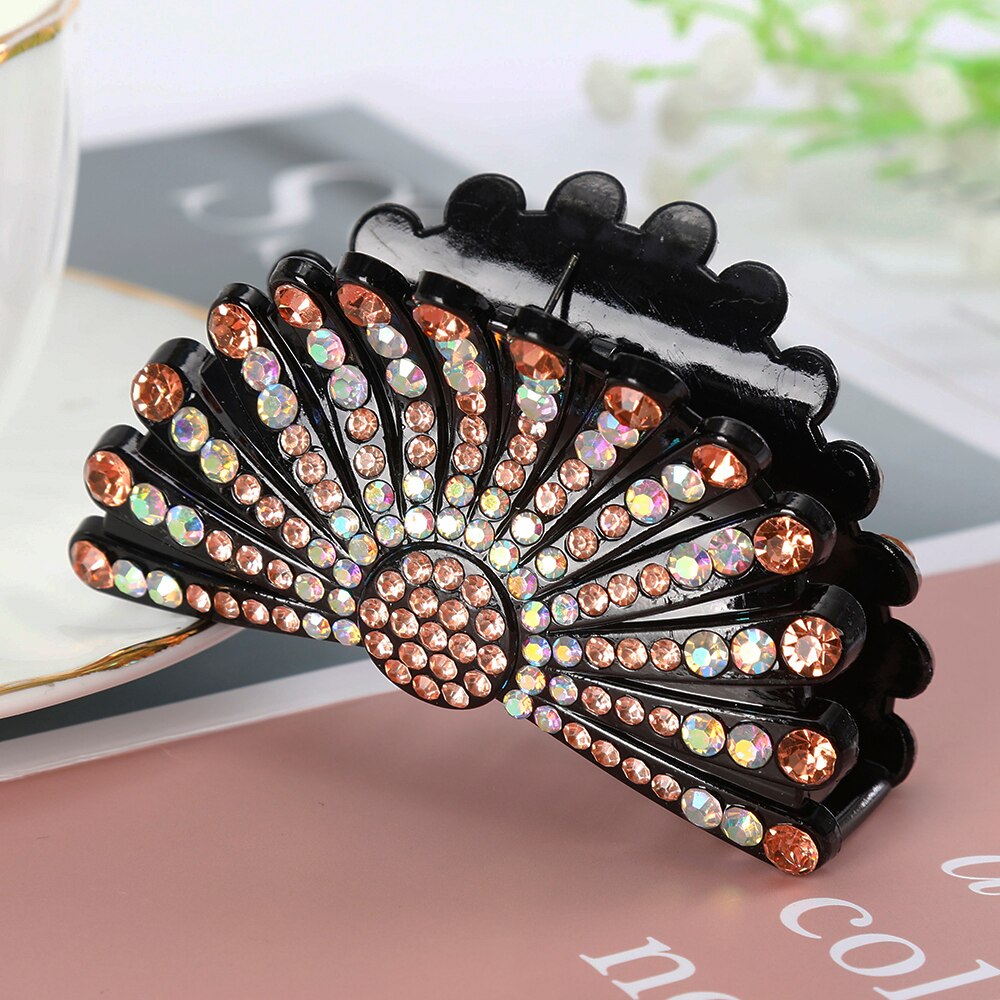 AWAYTR Large Size Women Vintage Rhinestone Hair Claw Crab Clips Crystal Clamps Hairpin Bow Knot Hair Clip Hair Accessories Girls