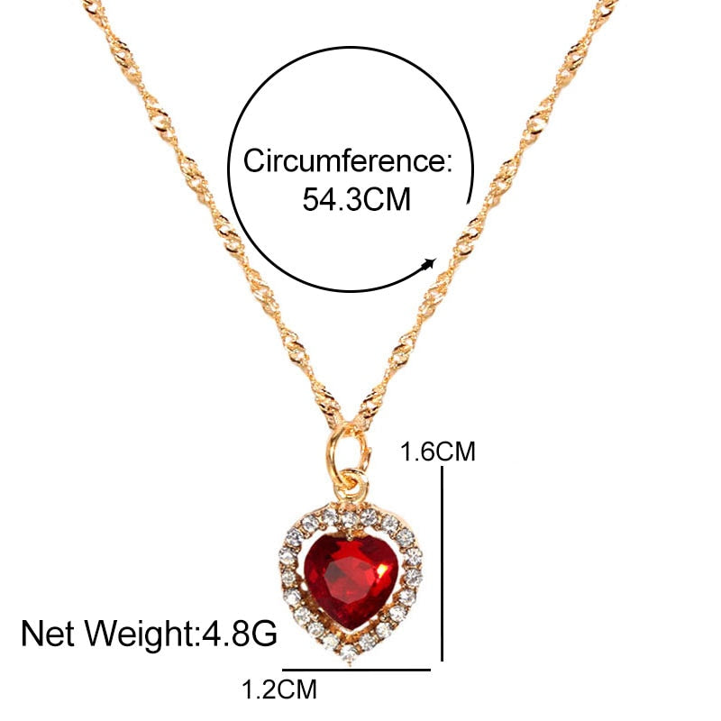 Flatfoosie Shiny Heart Crystal Pendant Necklace for Women Exquisite Gold Silver Color Twist Chain Necklace Fashion Jewelry Gift