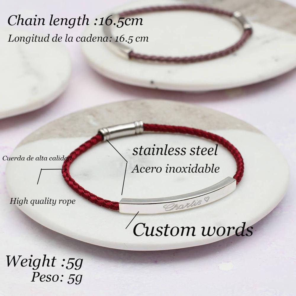 5 Color Rope 16.5CM Personalized Stainless Steel Custom Name Bracelets Best friend Bracelet Jewelry