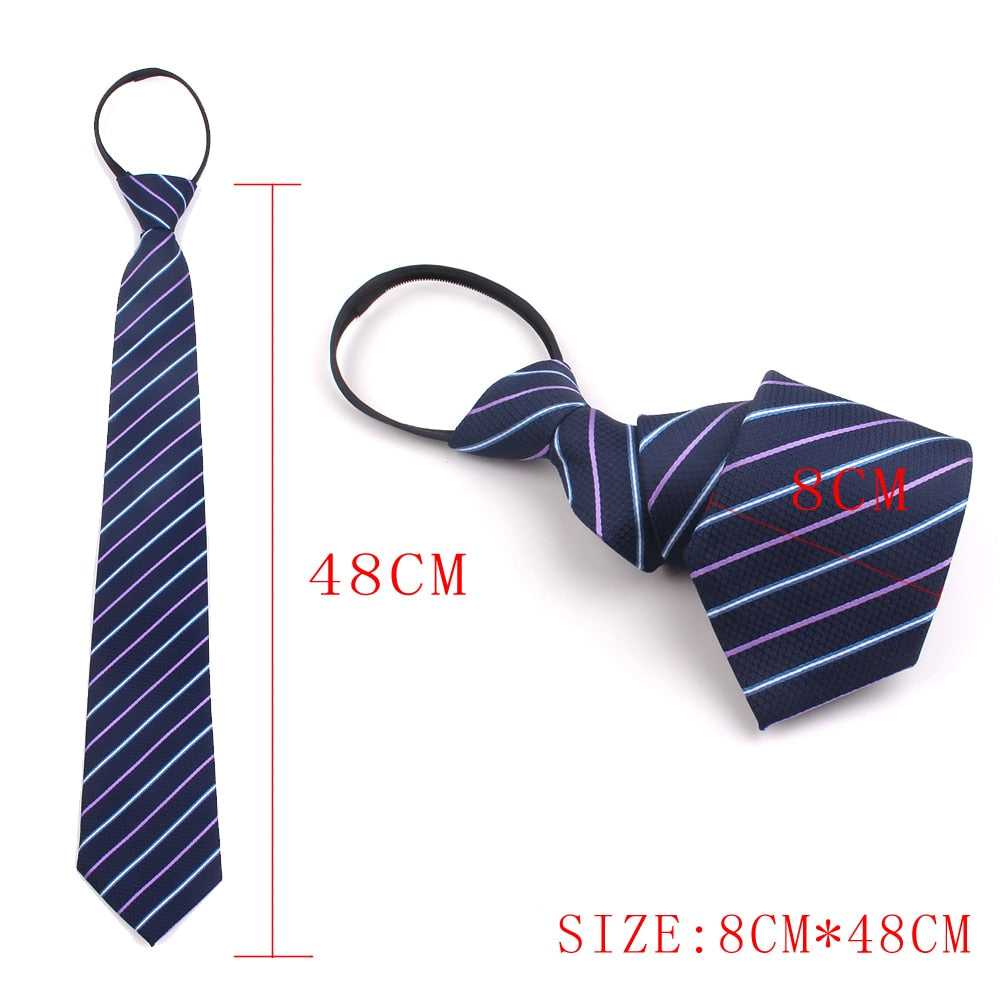 Zipper Tie For Men Women Classic Skinny Neck Tie For Wedding Casual Plaid Mens Neckties Suits Striped Neck Ties Jacquard Cravat