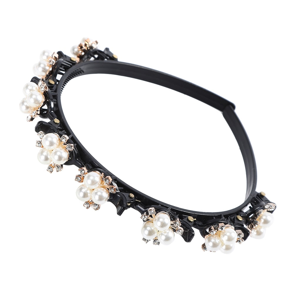 AWAYTR Hairbands Non-slip Bezel Colorful Rhinestone Flower Water Ripple Hair Hoop Headband for Women Hair Band Hair Accessories