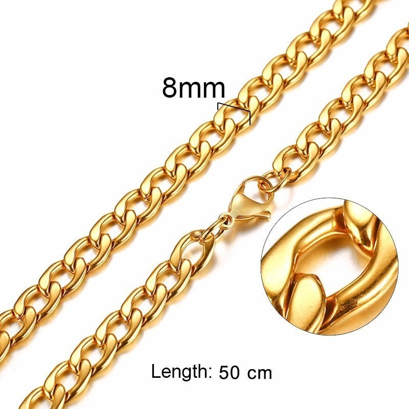 Necklace For Men, Stainless Steel Curb Chain, Man Necklace, 5 to 8mm Link Chain