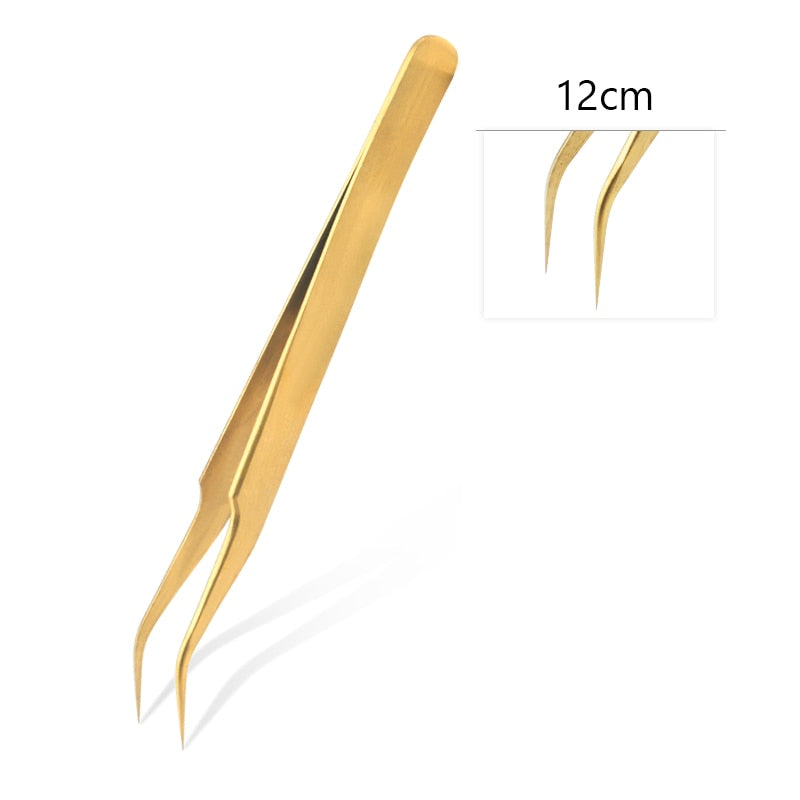 Qiao Excellent Quality Tweezers Bend+Straight New Stainless Steel Industrial Anti-static Cross Tweezers Sewing Accessories Tools