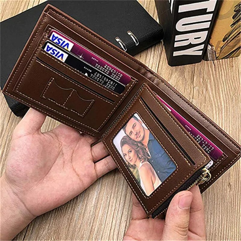 Personalized Wallet Men High Quality PU Leather for Him Engraved Wallets Men Short Purse Custom Photo Wallet Father&#39;s Day Gift