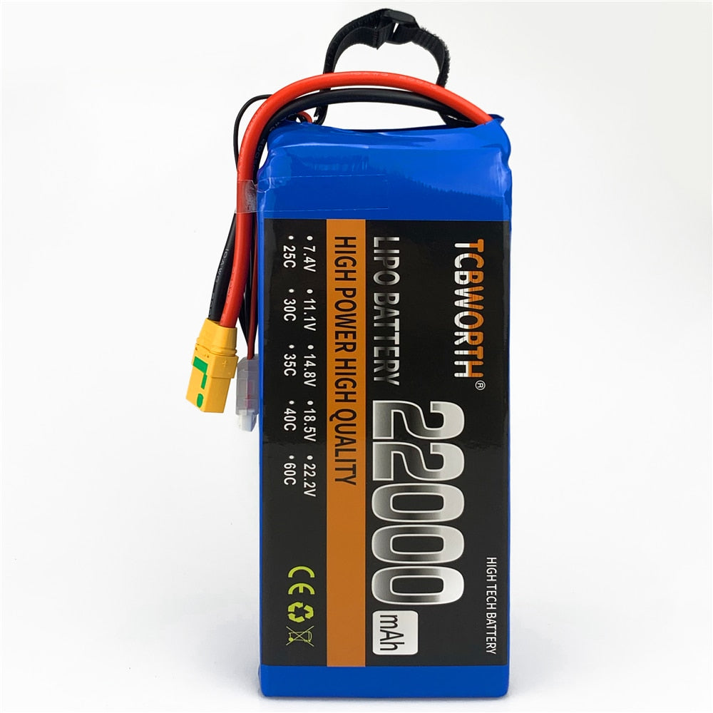 RC LiPo Battery 6S 22.2V 22000mAh 25C For RC Car Airplane Tank Drone Toy Models 6s RC Batteries Agricultural Aircraft LiPo