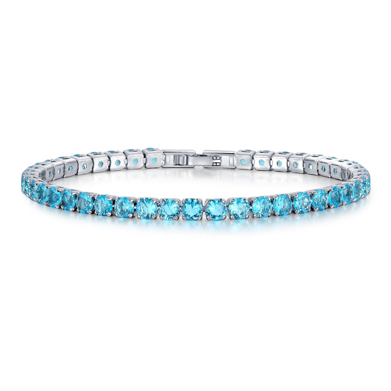 BRAVEKISS Muticolors Crystal Tennis Bracelet Wedding Luxury Bracelets for Women Cubic Zirconia Accessories Jewellery BUB0097