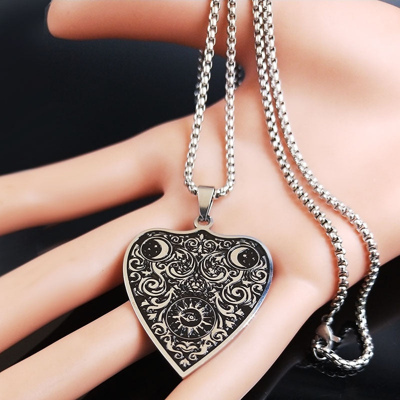 2023 Sun Moon Witchcraft Divination Stainless Steel Necklace Women/Men Black Color Chain Necklace Jewelry colgante N19835