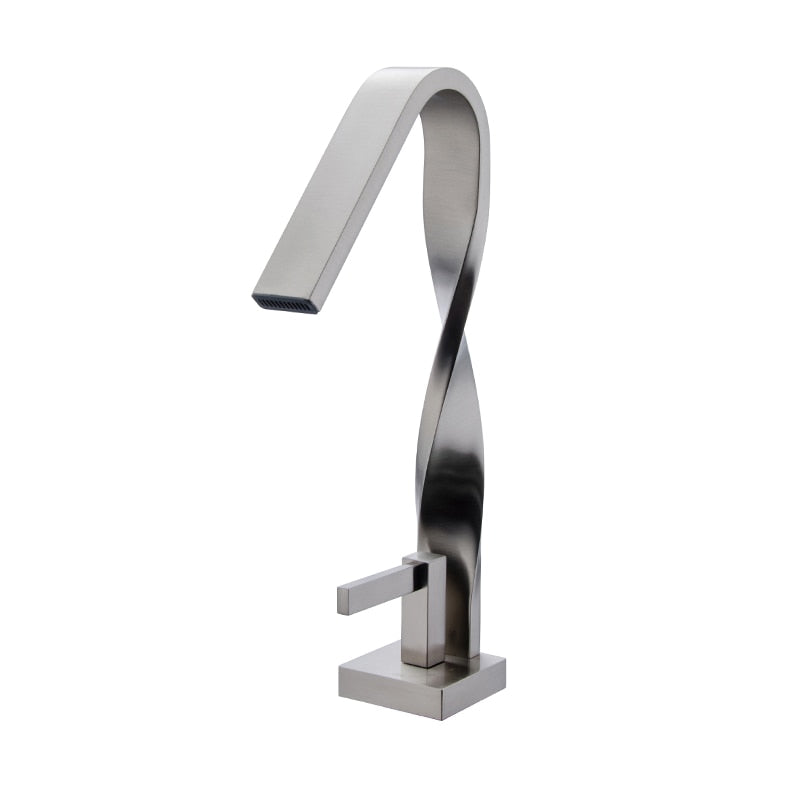 Bathroom Basin Sink Tall Faucet Hot and Cold Waterfall Mixer Tap Deck Mounted Chrome Finished Advanced Faucets ELF1110C