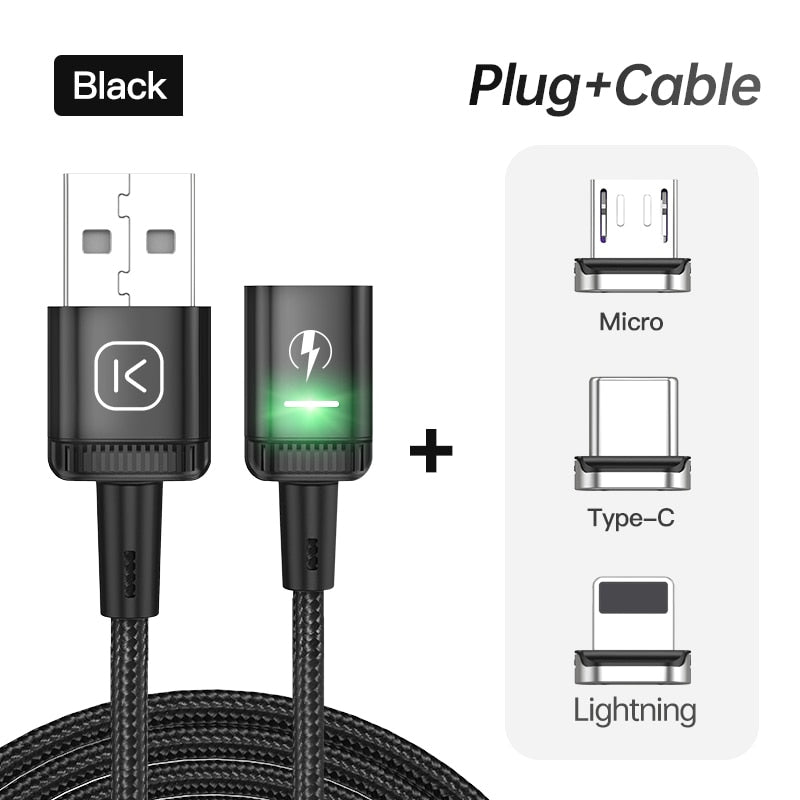 KUULAA LED Magnetic USB Cable 3A Fast Charging Type C Cable Magnet Charger Micro USB Cable for iPhone xiaomi poco samsung cord