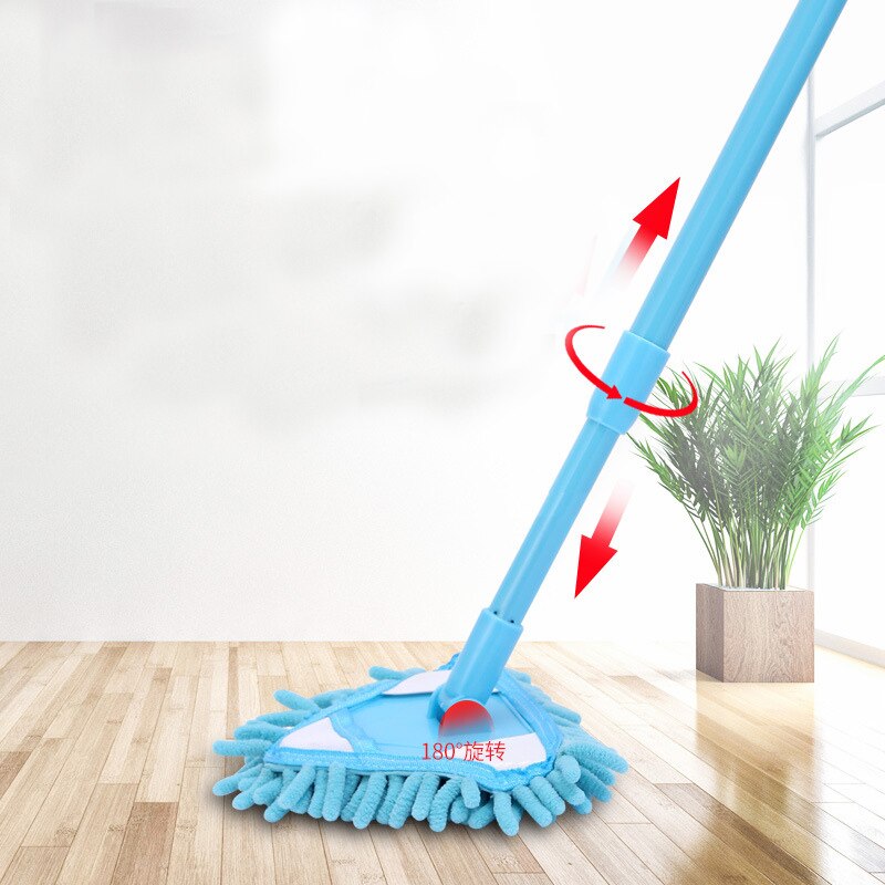 Triangle Mop Retractable Household Cleaning Lazy Magic Mop Microfiber Hand Wash Flat Mop Bathroom Glass Cleaner 180 Rotating