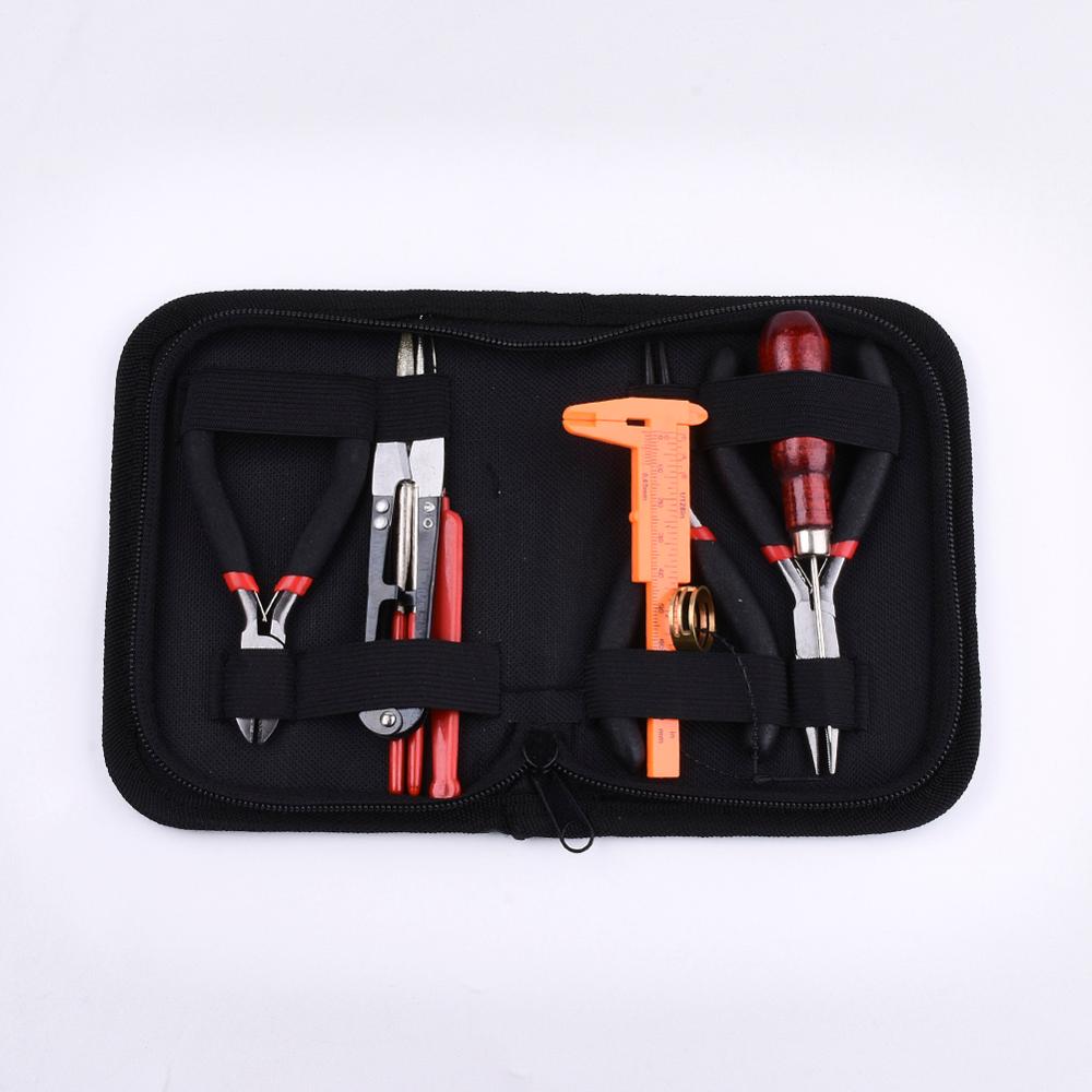 1Set Jewelry Making Tool Wire Cutter/Round Nose Pliers Side Cutting Pliers Scissor Vernier Tape Measure Beading Tweezers Awls