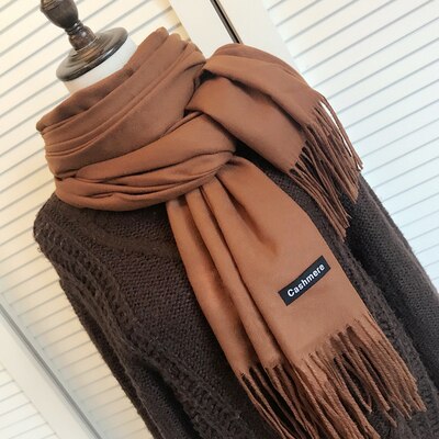 High-Quality Cashmere Scarves for Men and Women: Keep Warm with Thicker, Long Autumn and Winter Scarves Featuring Tassels - Stylish Shawl for Females and Males"