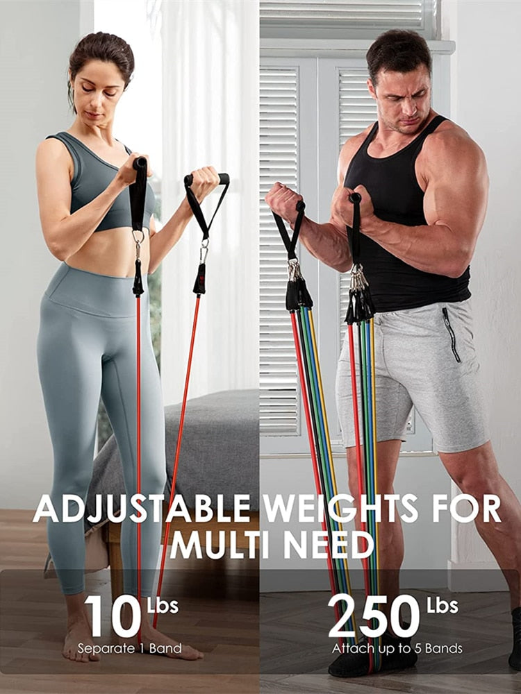 150/250lb Pull Rope Fitness Exercises Resistance Bands Set Elastic Yoga Band Indoor Body Training Gym Equipment for Home Workout