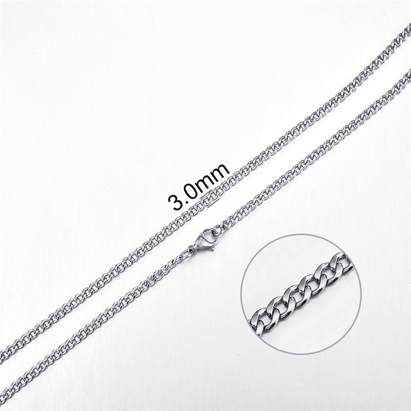 Jiayiqi 2mm-7mm Rope Chain Necklace Stainless Steel Never Fade Waterproof Choker Men Women Jewelry Silver Color Chains Gift