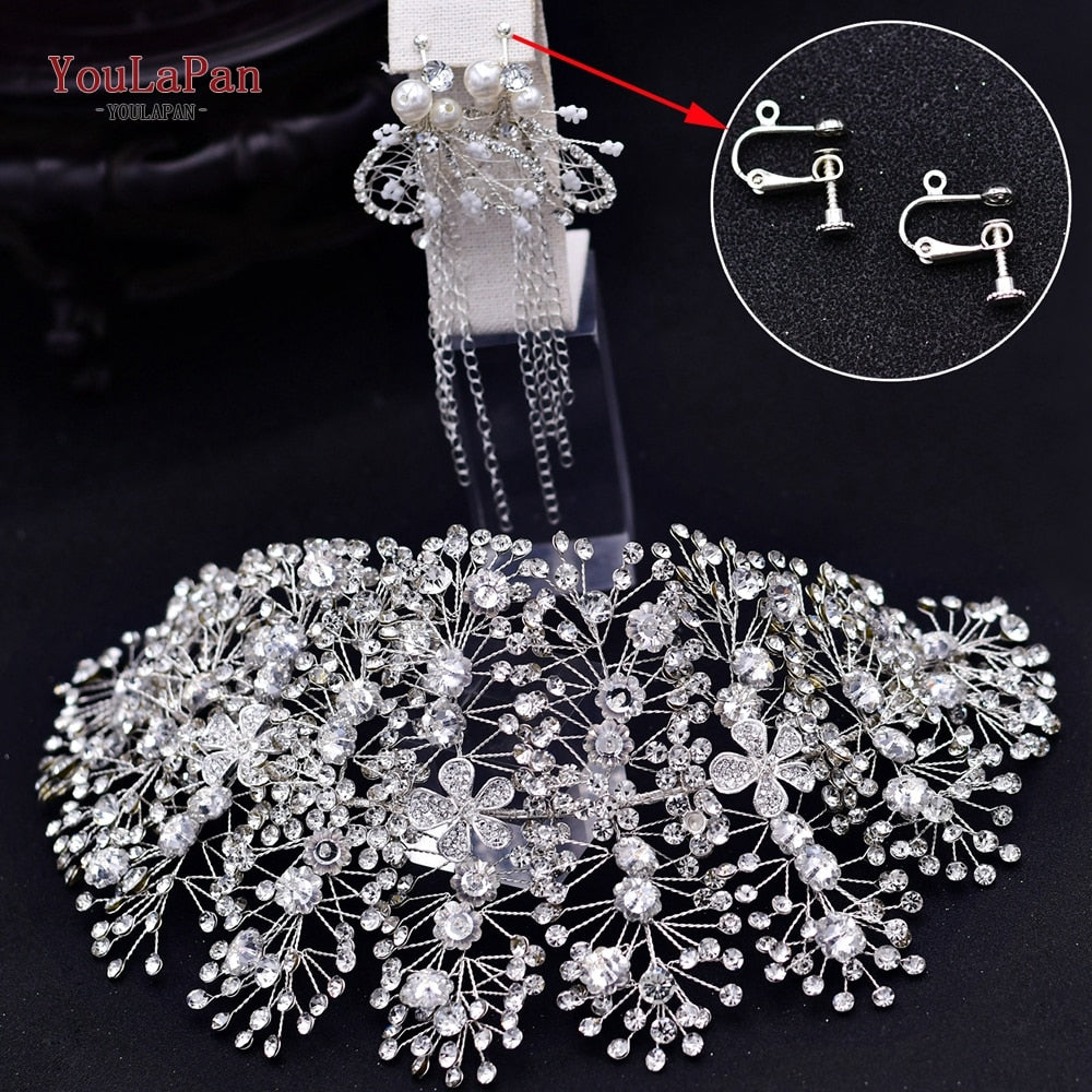 YouLaPan HP240 Golden Bride Hair Accessories Crystal Headband Woman Wedding Hair Jewelry Rhinestone Bridal Tiara and Headdress