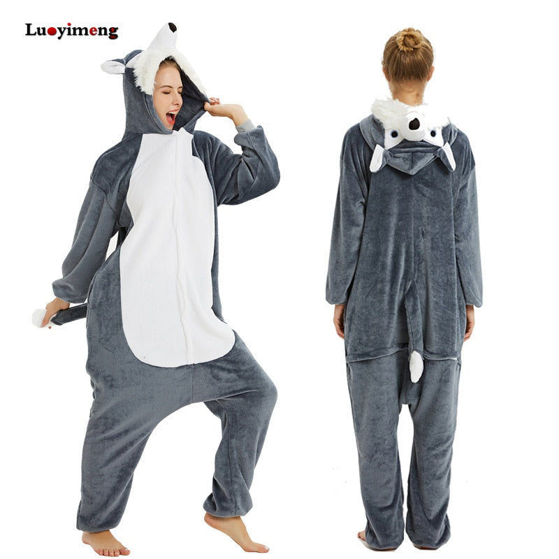 Kigurumi Unicorn Pajama Stitch Adult Animal Onesie Women Men Couple Pajamas Winter Pijamas Suit Panda Sleepwear Flannel Pyjamas