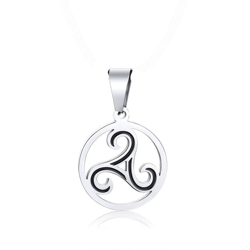 TRISKELE MEN NECKLACE STAINLESS STEEL TRISKELION TRIPLE SPIRAL PENDANT JEWELRY GIFTS FOR ATHLETES