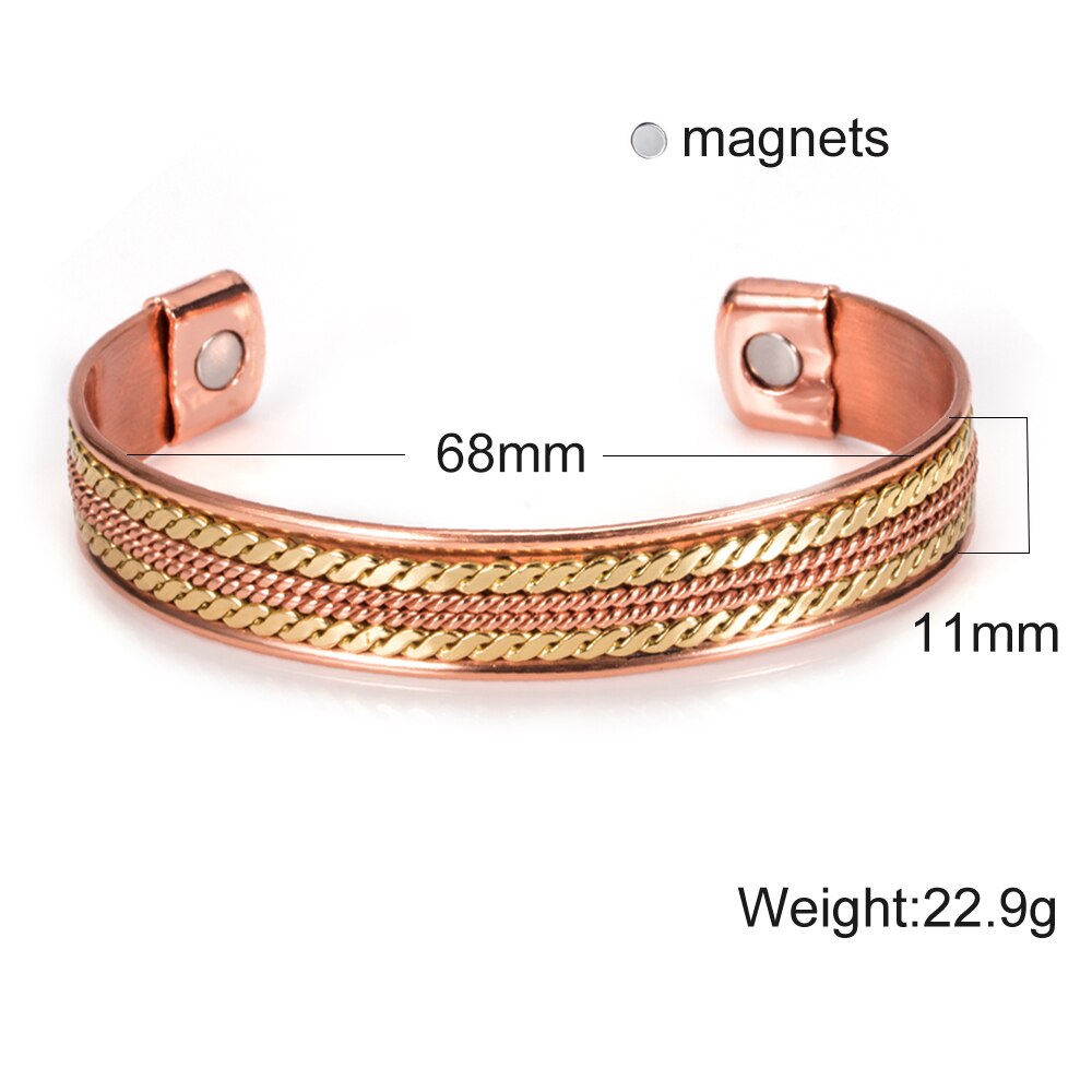 Twisted Pure Copper Bracelets Men Health Energy Magnetic Bracelet Benefits Men Adjustable Cuff Bracelets Bangles Health Copper