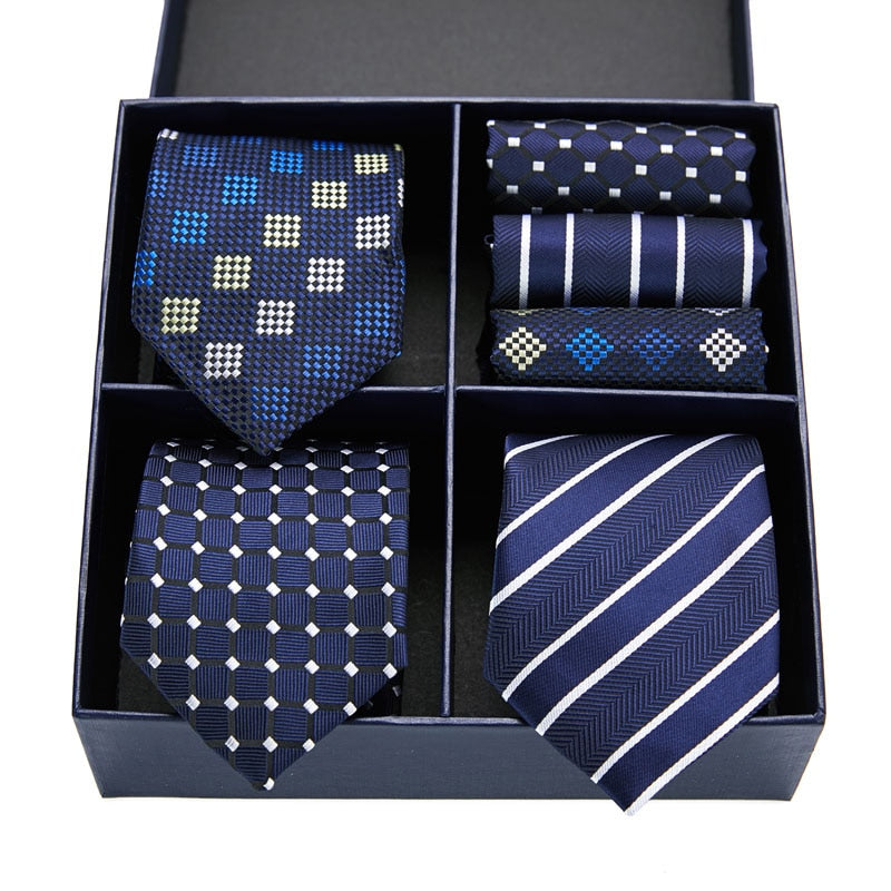 Gift box packing Silk Ties For Men Novelty Hanky  Set 3 Styles  Men's Tie Formal Red Cravat for Wedding Business Necktie