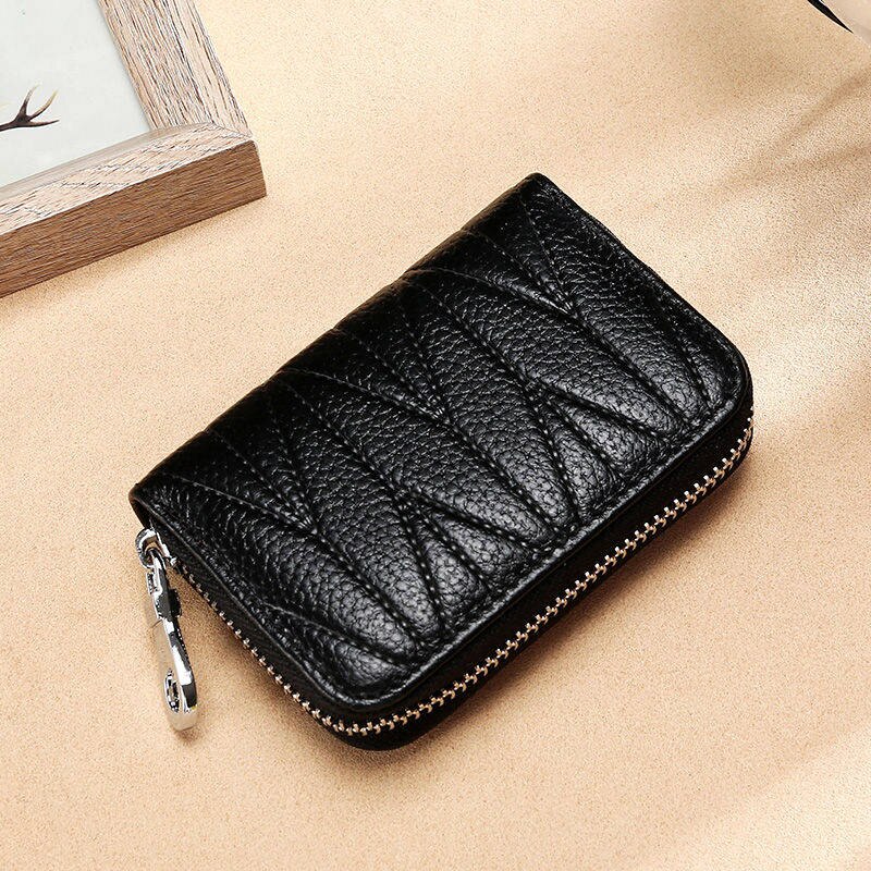 Genuine Leather Long Zipper Card Holder Wallets RFID Business Credit Card Holder Women Clutch Wallets Passport Holder Coin Purse