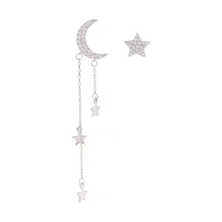 XIYANIKE Silver Color  Moon Stars Tassel Earrings Charm Women Asymmetry Jewelry New Fashion Elegant Party Accessories Gift