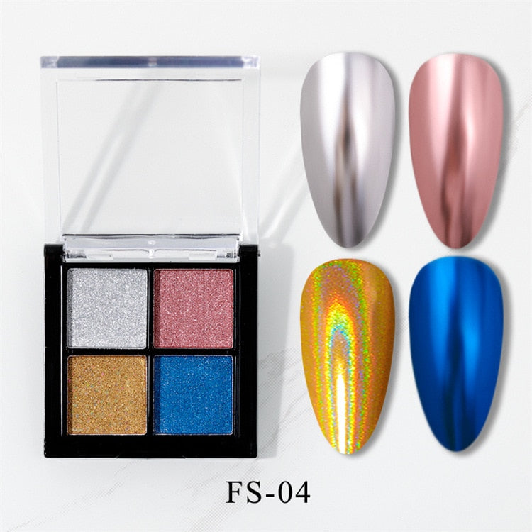 6 Colors Holographics Laser Aurora Solid Mirror Nail Glitter Powder Nails UV Gel Polish Pigment Nail Art Decorations Accessories