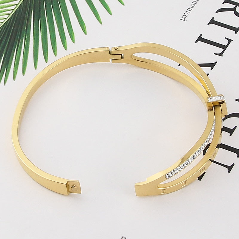 New Stainless Steel  Jewelry Crystal Bracelets Cross Roman Numerals  Bangle For Women&#39;s Who Love Gifts Wholesale