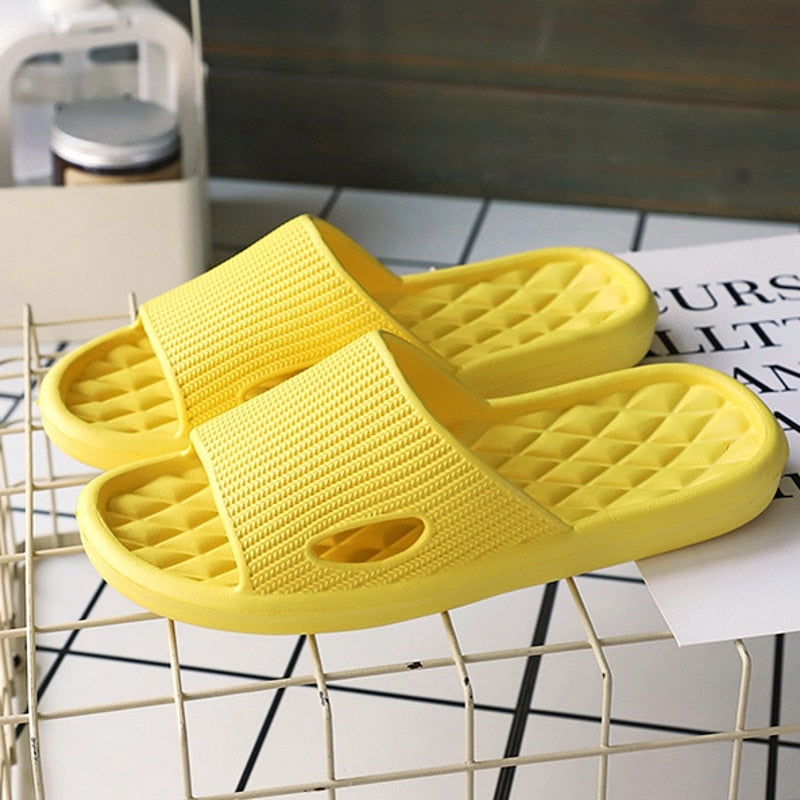 Soft Home Slippers Couple Summer Indoor Skid Proof Bathroom Slippers Sandals Hotel Solid Color Men Women Flip Flops Flat Shoes