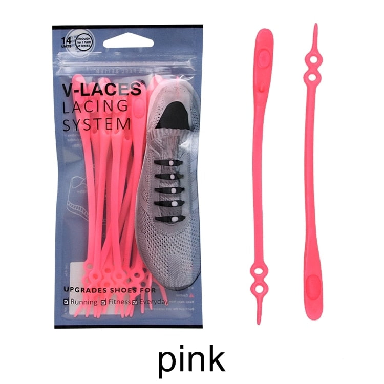 14pcs/set Waterproof Silicone Shoelace Safty Shoes Accessories Round Elastic Shoelaces No Tie Lazy Shoe laces