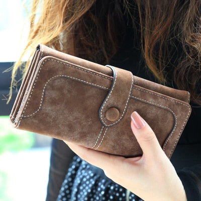 Aliwood Brand Wallets Retro Nubuck Leather Women's Long Wallets Clutch Female Hasp Purse Vintage Money Bag Carteira Card Holder