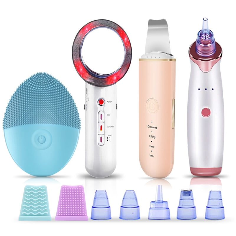 Ultrasonic Skin Scrubber Face Massager EMS Mesotherapy RF Radio Frequency Facial Beauty Blackhead Remover Ultrasoic Infrared