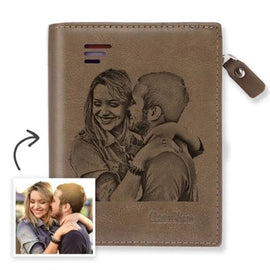 Personalized Photo Wallets Men Short Customized Engraving Picture Custom Wallet For Multifunctional Zip Bag Coin Purse