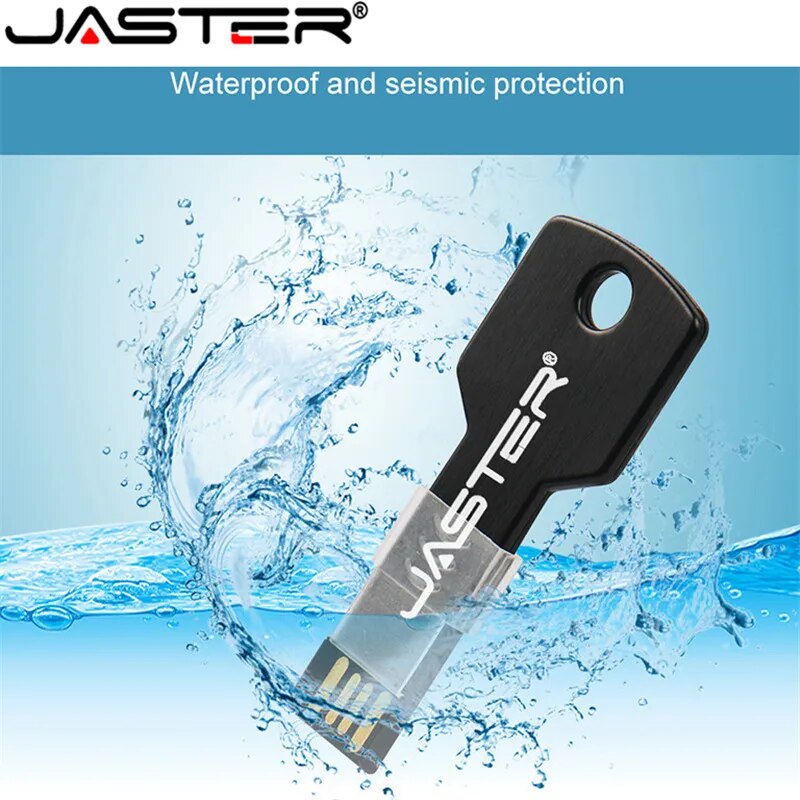 JASTER Metal key Shape USB Flash Drive Pen Drives Custom logo Memory Stick Real Capacity U Disk 4G 8G 16G 32GB 64GB 128GB