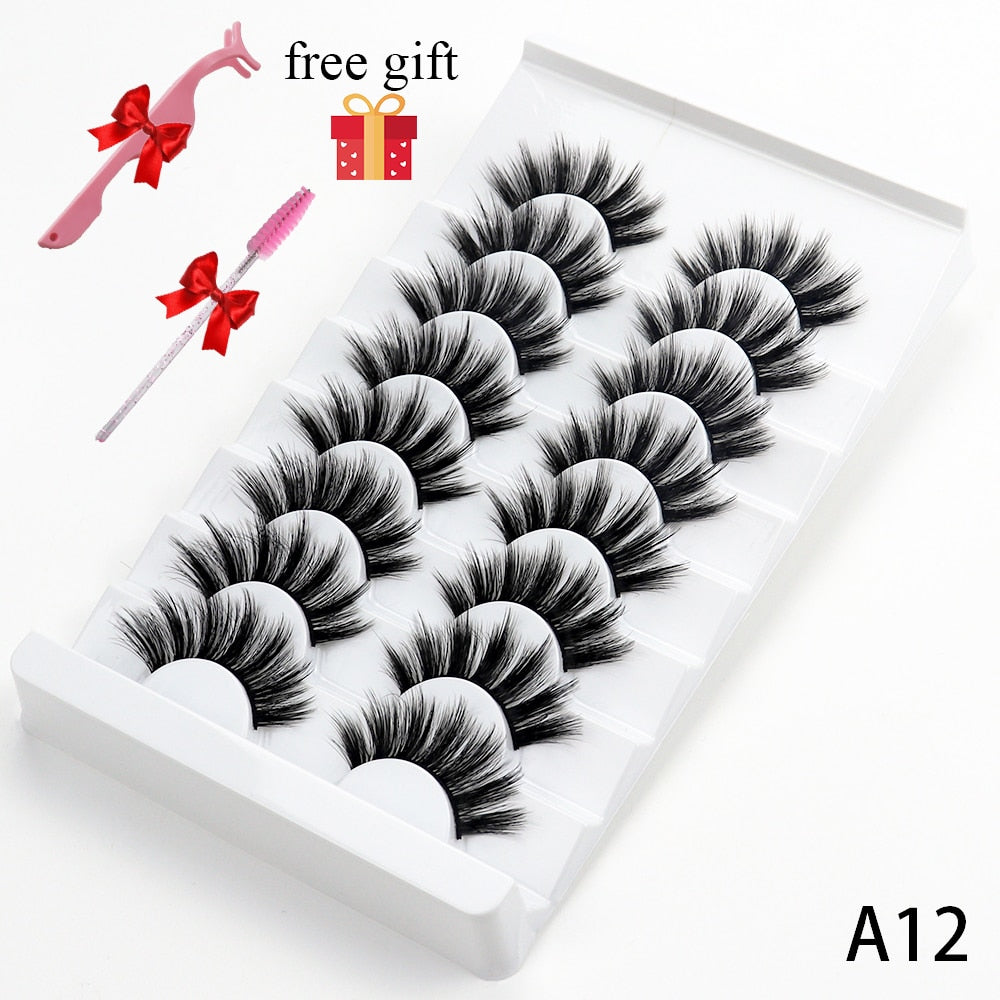 5/8 Pairs 20mm Mink Lashes 3D Natural False Eyelashes Fluffy Faux Mink Eyelashes Wispies Long Extension Eyelashes Pack Maquiagem