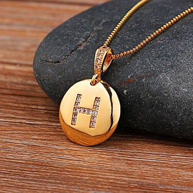 AIBEF Fashion Initial A-Z 26 Letter Necklace For Women Gold Plated Chain Charm Name Pendants Copper Jewelry Statement Girl Gifts