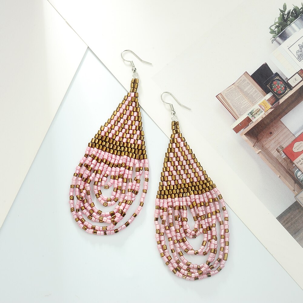 New Boho Dangle Earrings Acrylic Beads Earrings Hot Fashion Bohemian Waterdrop Earrings For Women Wholesale Jewelry Gift