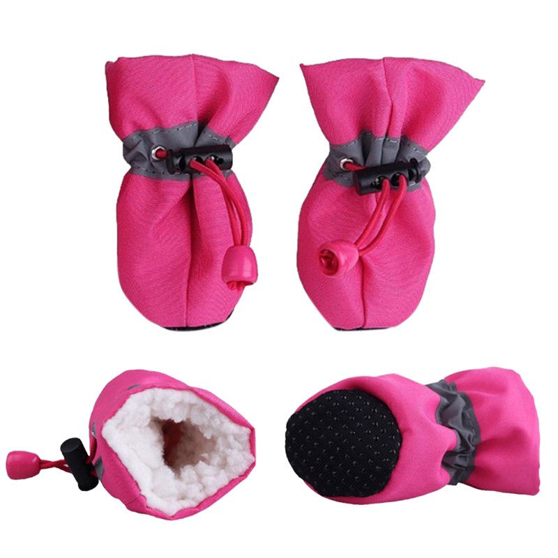 4pcs Winter Thick Warm Pet Dog Shoes Anti-slip Waterproof Rain Snow Boots Footwear For Puppy Dog Socks Booties Pet Paw Care