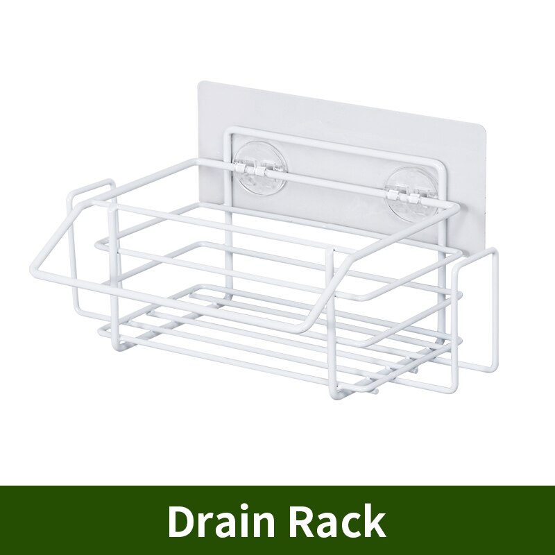 Self Adhesive Sink Sponge Bottle Rack Holder Kitchen Spice Organizer Storage Racks Drainer Metal Basket Hook Multi Purpose