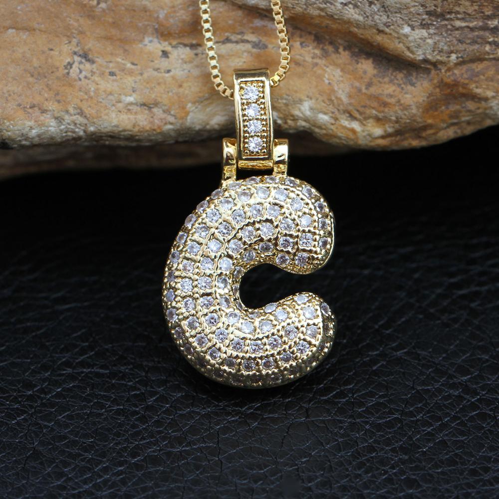 Fashion letters Necklace custom name bubble pendant charm for men and women cubic zircon hip hop jewelry gift