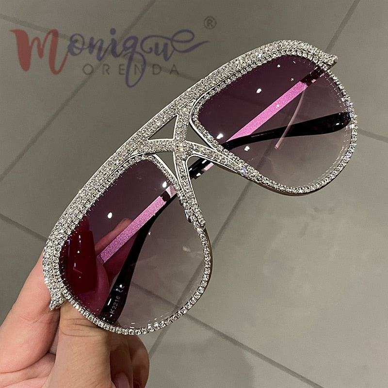 Sunglasses Women 2022 Rhinestone Oversized Sun Glasses Men Luxury Designer Eyeglasses Oculos De Sol Feminino