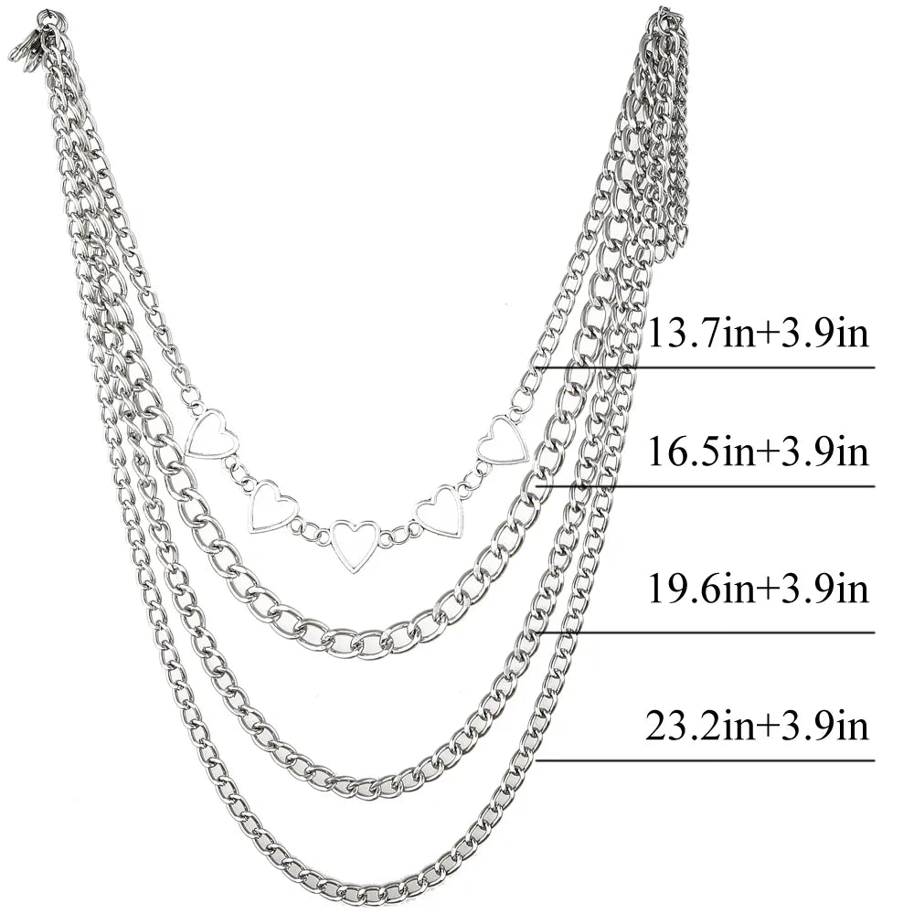 Layered Heart Chain Necklace Set For Girls 2020 Punk Aesthetic Cute Women Choker Female  Fashion Jewelry On The Neck Gift