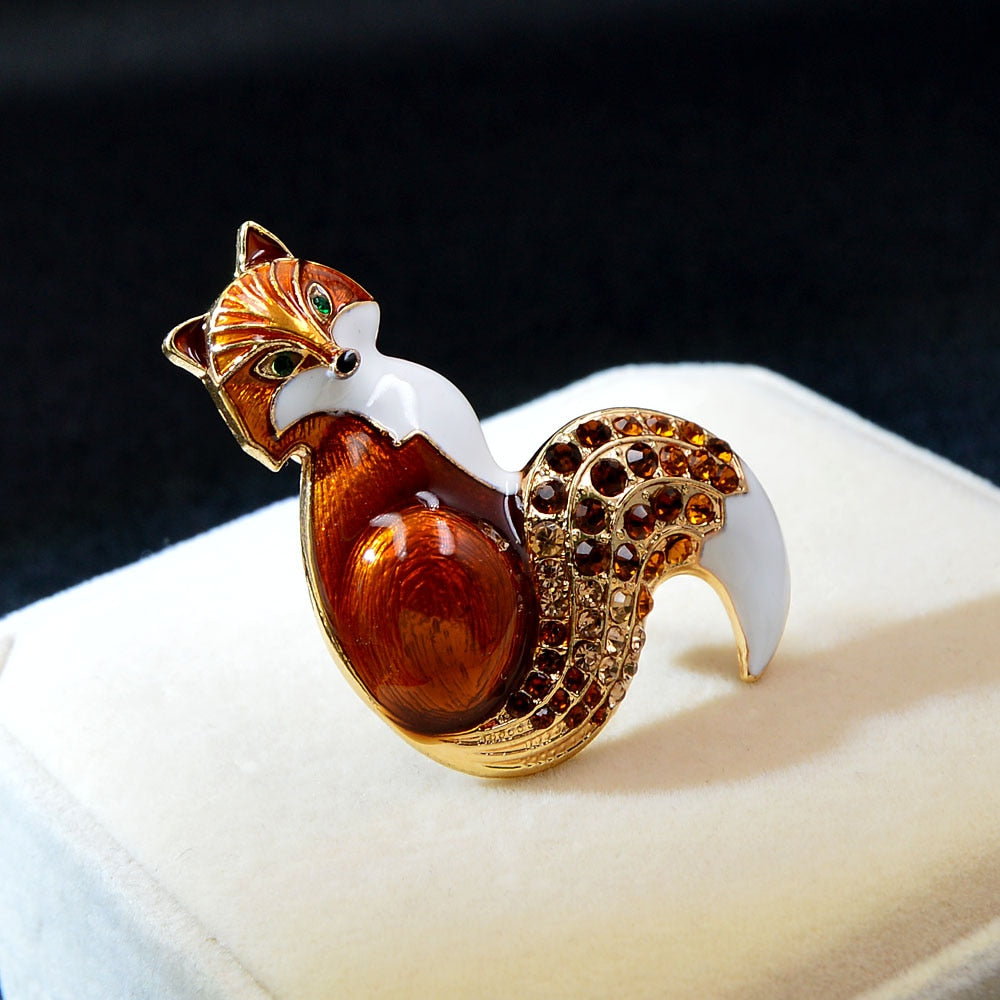 CINDY XIANG New Arrival Rhinestone Fox Brooches For Women Enamel Animal Pin 6 Colors Available Winter Design Coat Jewelry