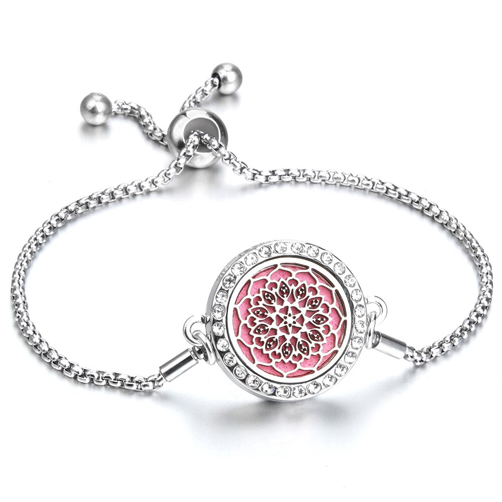 Aromatherapy Bracelet Essential Oil Diffuser Locket Tree of Life Adjustable Perfume Bracelet Crystal Magnetic Bracelet for Women